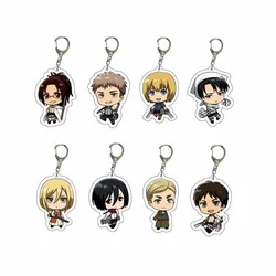 8pcs/set Anime Keychain Attack on Titan Car Accessories for Men Bag Pendant Shingeki No Kyojin Friend Gifts Jewelry