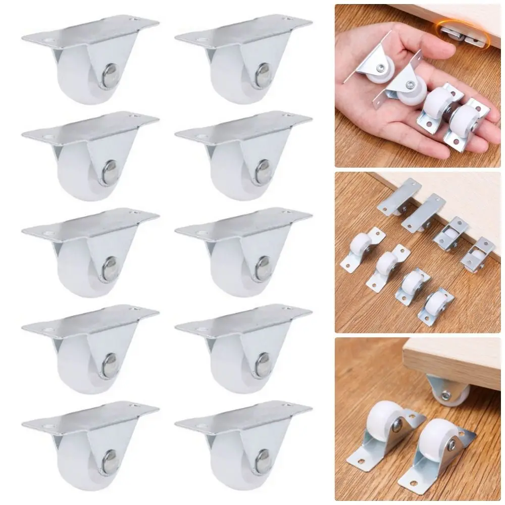 8Pcs Trash Can Storage Box Laundry Basket Directional Casters Drawer Tray Accessories Small Furniture Pulley 1inch Plastic