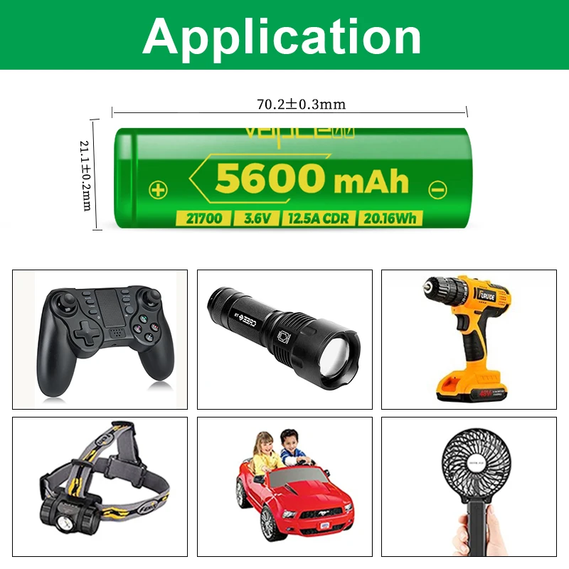 1-10 stücke Original Vapcell G56 21700 Batterie 5600 mAh Kapazität 12,5 A 3,6 V Lithium-Batterie Starke Leistung wiederaufladbare Batterie