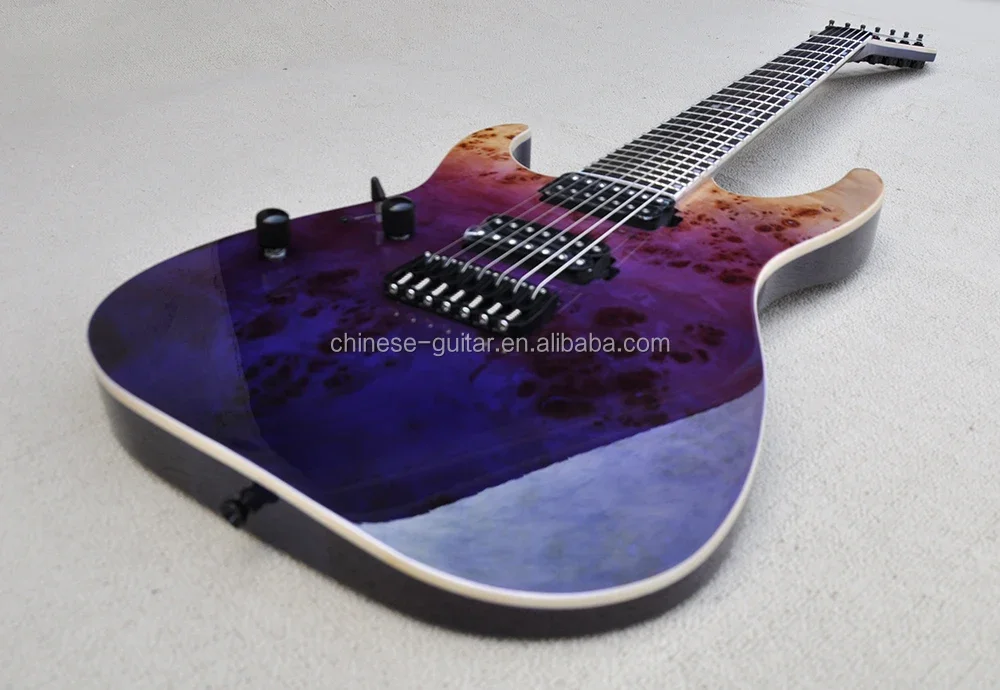 Flyoung Purple electric Guitar Factory High QUality Left Handed Neck Through Body Ebony Fretboard