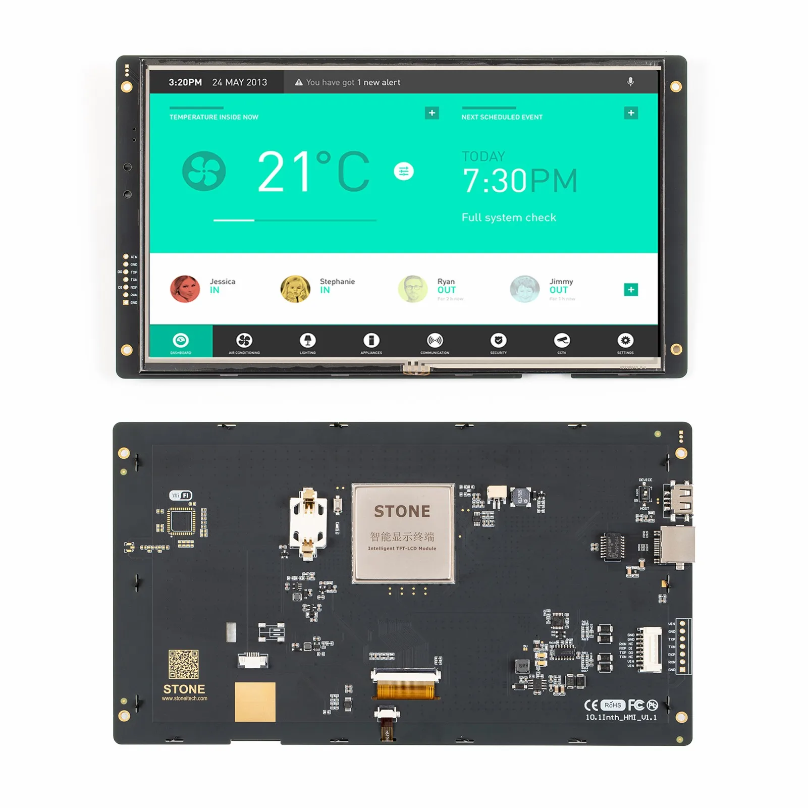 

SCBRHMI 10.1 Inch LCD-TFT HMI Display Resistive Touch Panel Module RGB 65K Color Intelligent Series with Enclosure