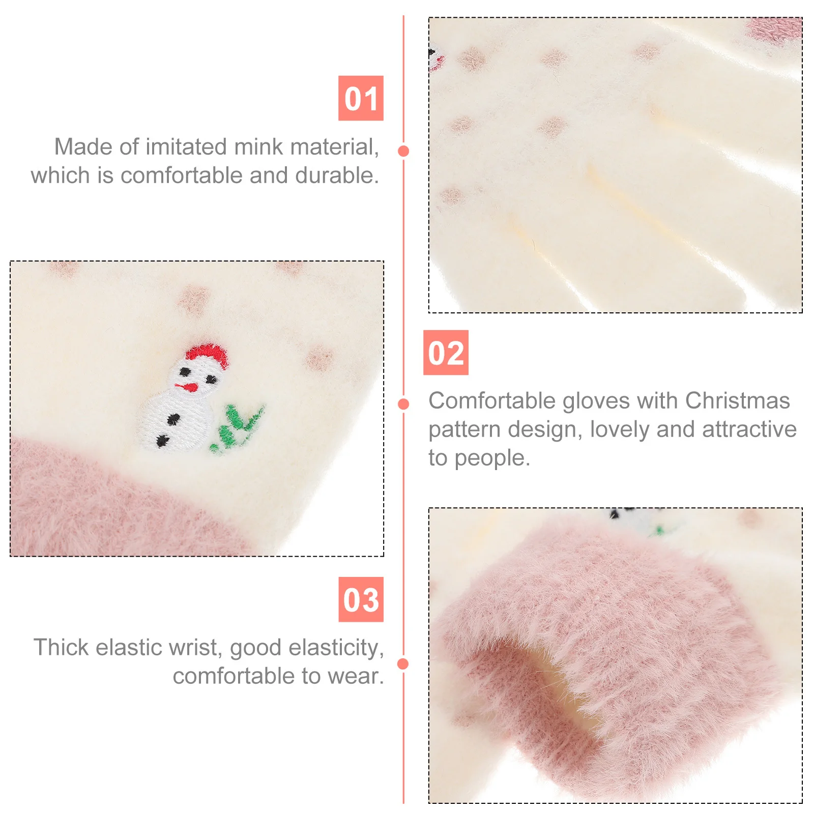 1 زوج قفازات الشتاء النساء عيد الميلاد نمط رشاقته قفازات الشاشة في الهواء الطلق الطقس البارد حماية اليد