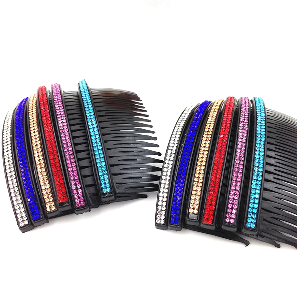 

5Pcs Black Hair Combs Durable Imitation Diamonds Shiny Bridal Slide Hairclips Slide Hairclip For Wedding Prom Party