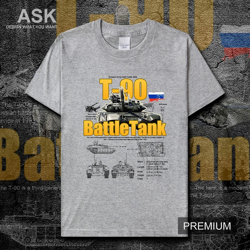 Russian T-90 Main Battle Tank  Men\'s T-Shirt Soviet Army Weaponry Cotton Round Neck Short Sleeve T Shirt