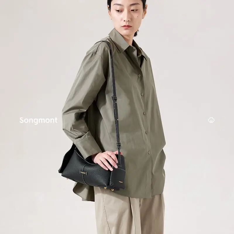 

Songmont Small Roof Eaves Hobo Bag - Hanging Ear Series in Top Grain Leather, Commuter Crossbody