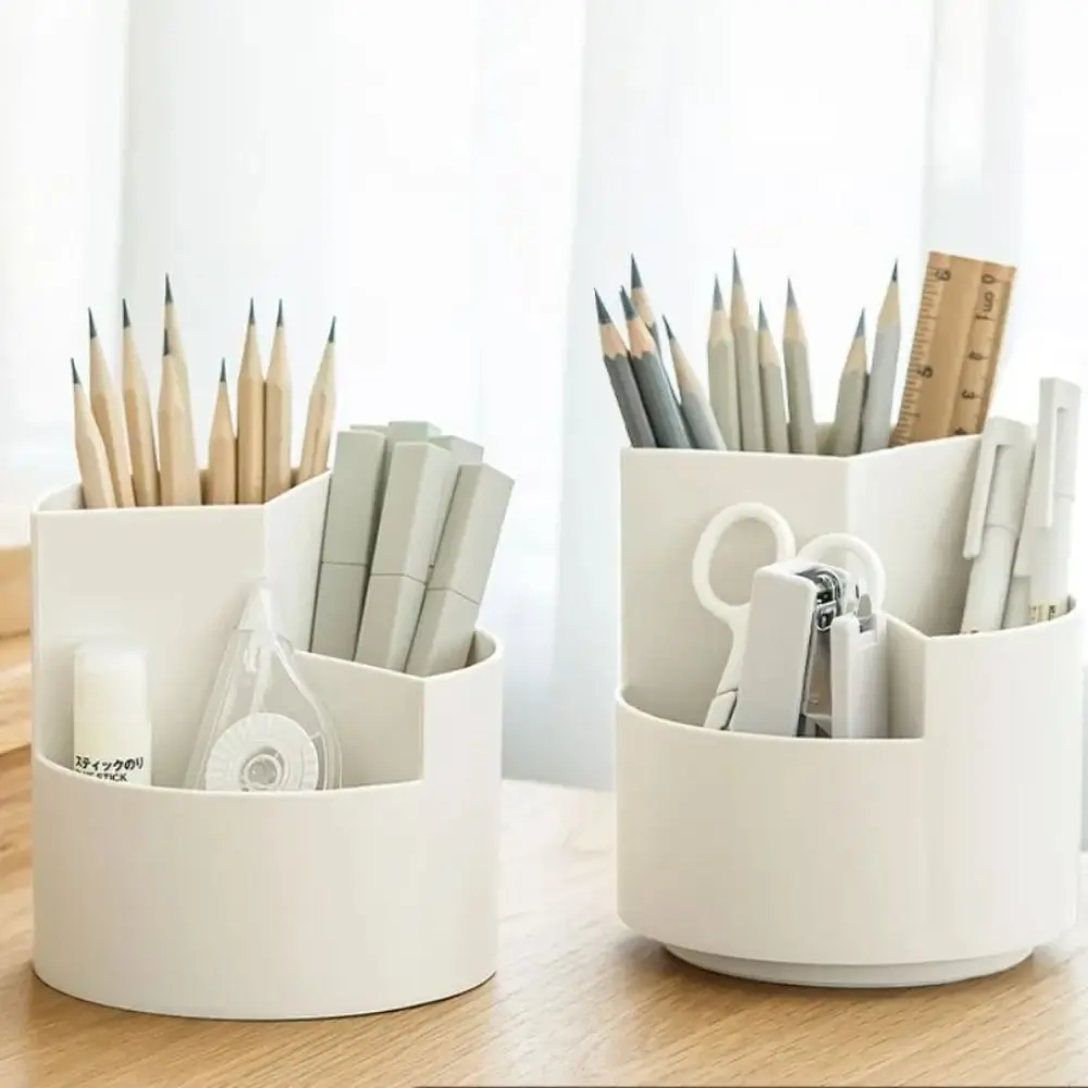 Household Plastic Pen Holder Rotatable Multifunctional Makeup Brush Organizer Box Large Capacity Stationery Box