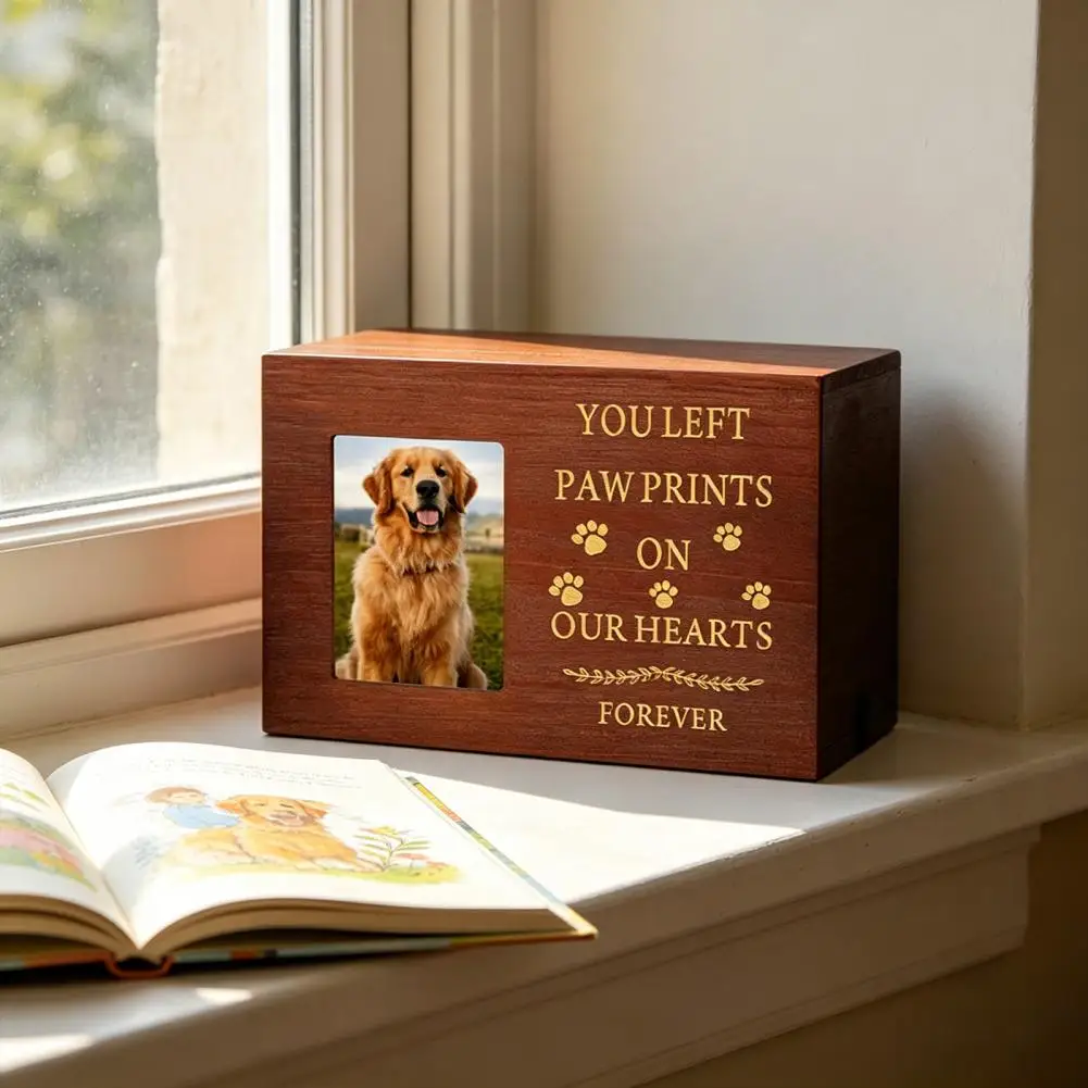 Wooden Pet Urn Solid Wood with - Engraved Wood Frame recension och pris