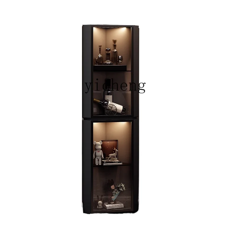 

TQH triangular living room storage cabinet dining room tea cabinet with glass door corner wine cabinet