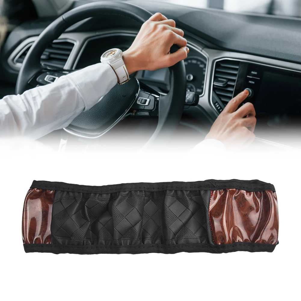 تنقش تصميم الخشب الحبوب فو الجلود غطاء عجلة القيادة سيارة زيادة الاحتكاك للقيادة الآمنة 14 5 15 5 بوصة القطر