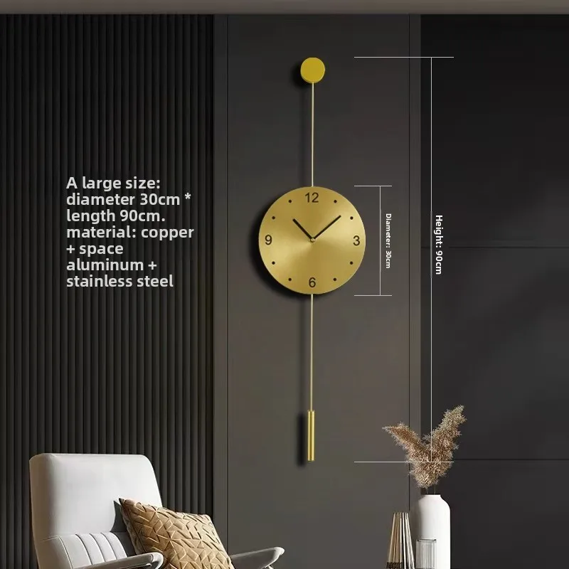 New Model Living Room  Sway Wall Clock Corridor Mute Brass Big Type Wall Clock Mural Restaurant Digital Clock Watch Home Decor