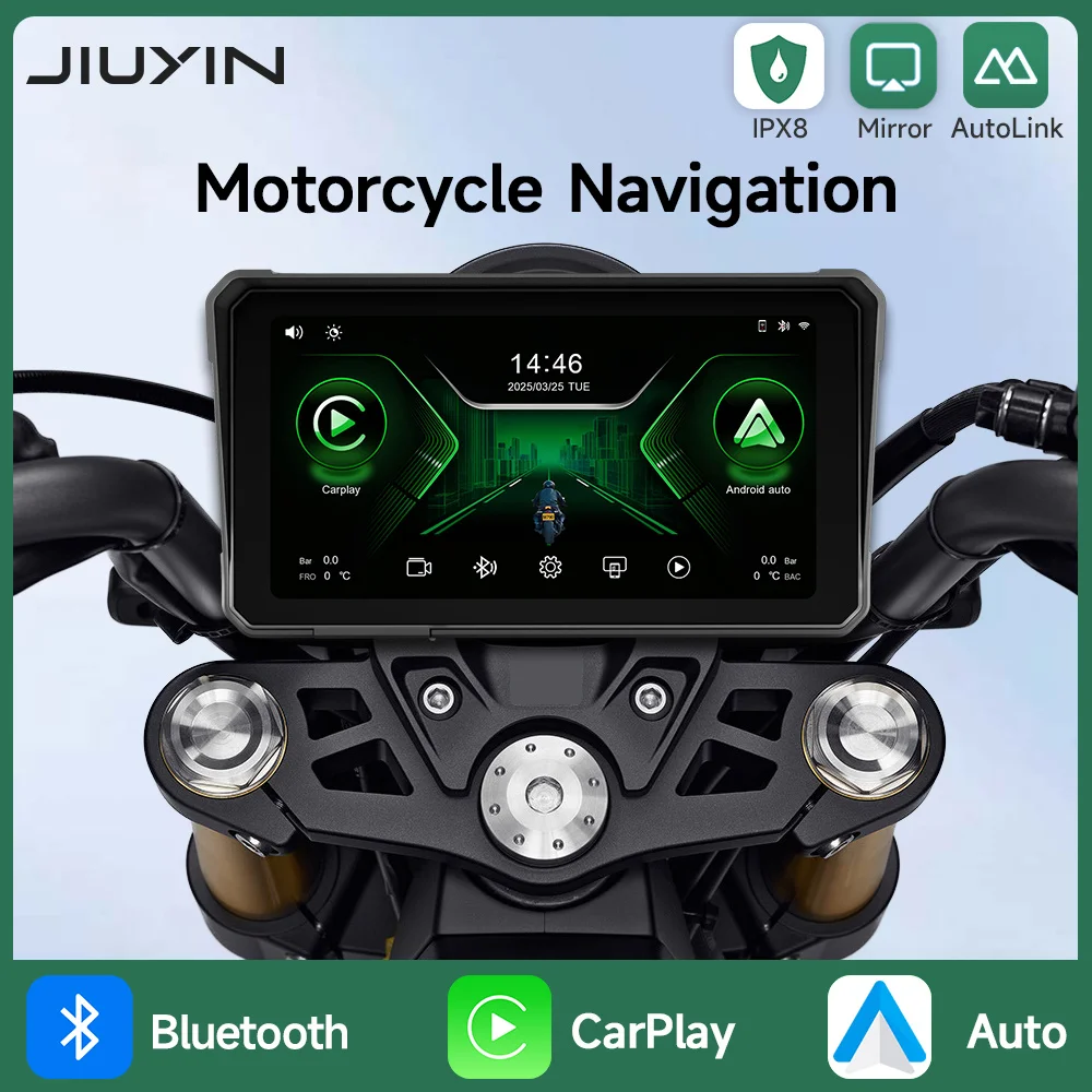 

2025 Новый 6-дюймовый мотоциклетный GPS-навигатор, беспроводной CarPlay Android Auto, мультимедийный плеер, IPX8, водонепроницаемый экран, Bluetooth