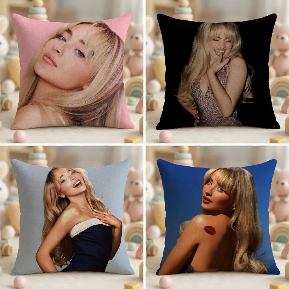 Singer S-Sabrina Carpenter Glamorous Cushion Cover Soft Plush Fabric Double-Sided Printed Pillowcase for All Seasons Home Decor