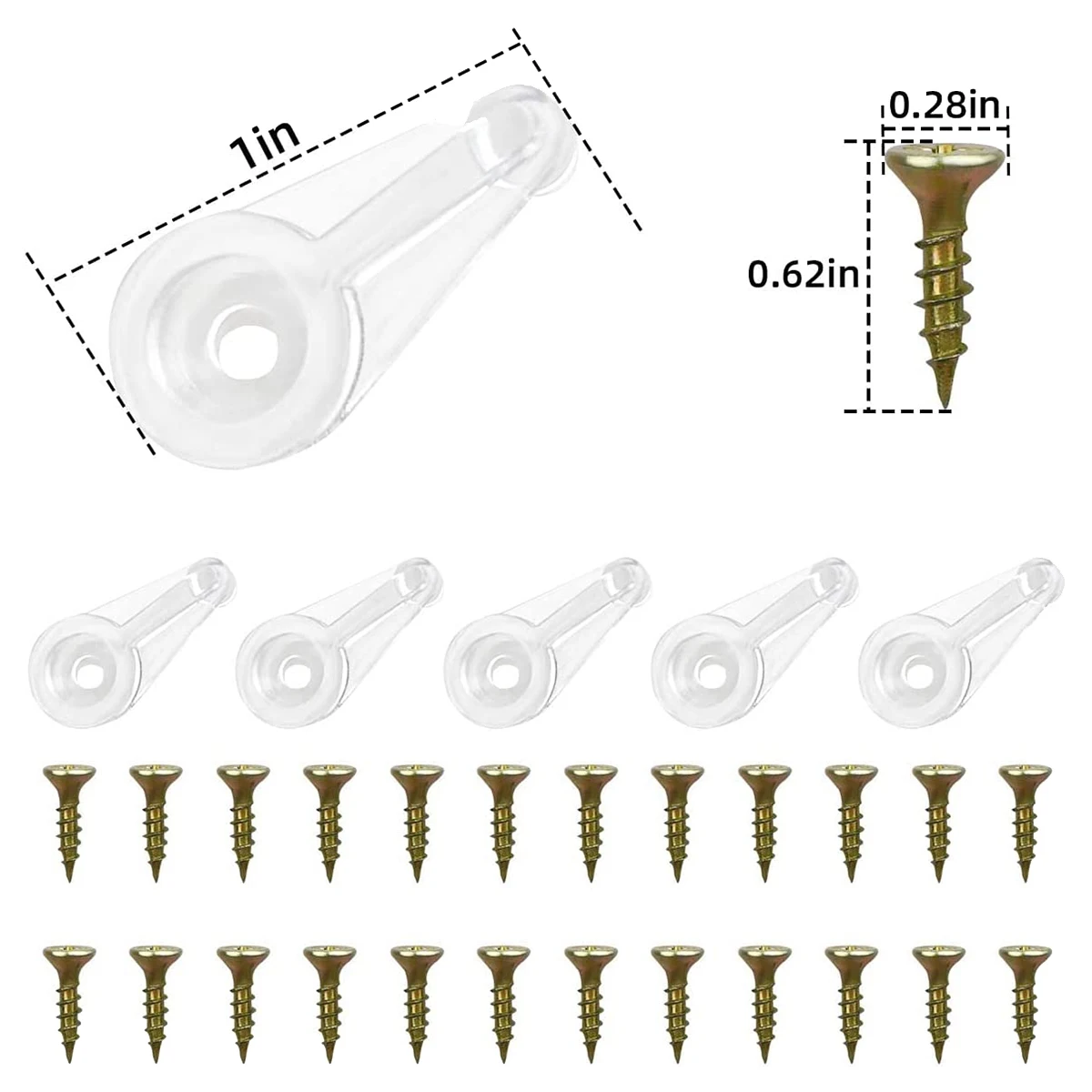 50 pares de clips de retención de vidrio, kit de clips de vidrio para gabinete, clips de puertas de plástico de 4 mm con tornillos para fijar puertas de gabinete de vidrio