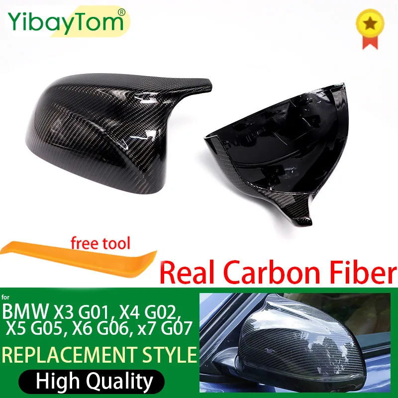 2 stuks Achteruitkijkspiegel Cover Cap Real Carbon Fiber Zwart Voor BMW X3 X4 X5 X6 X7 G01 G02 G05 G06 G07 Auto Spiegel Accessoires