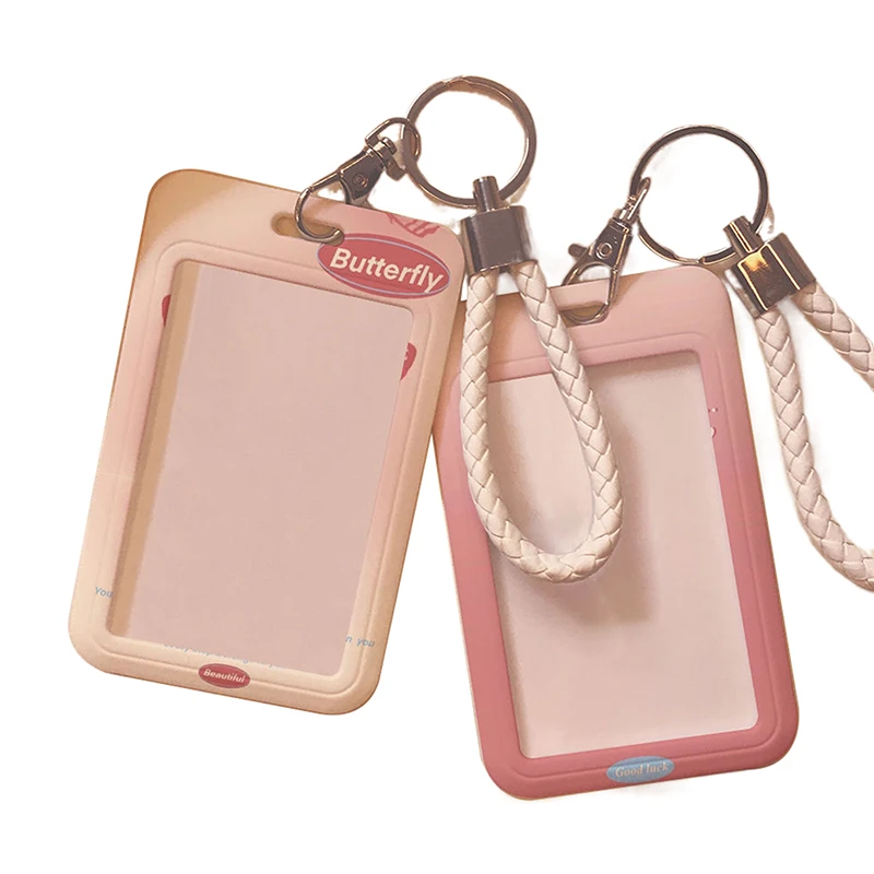 1Pc Women Men Business Card Holder Cartoon Cute Credit Card Holders With Keyring Bank ID Holders Badge Child Bus Card Cover Case