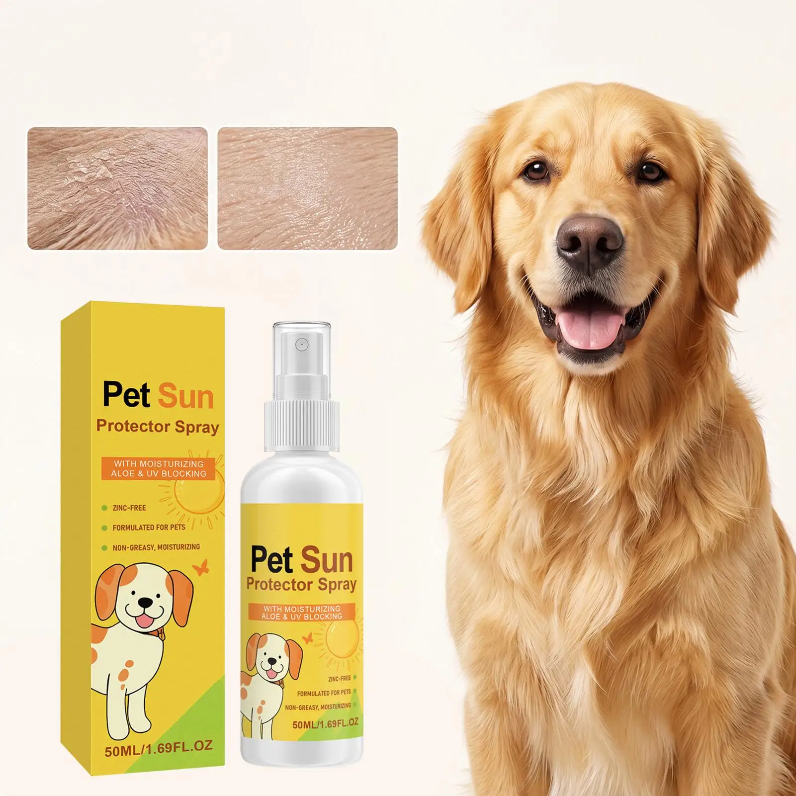 Dog Sunscreen Spray UV Protection Waterproof Moisturizer Skin Care Outdoor Beach Travel Essential Pet Cat Sun Protector Lotion