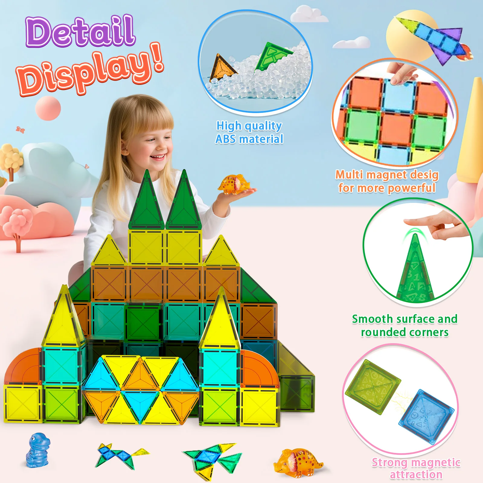 Transparent Magnetic 3D Building Blocks The perfect Christmas/birthday gift for children aged three and above
