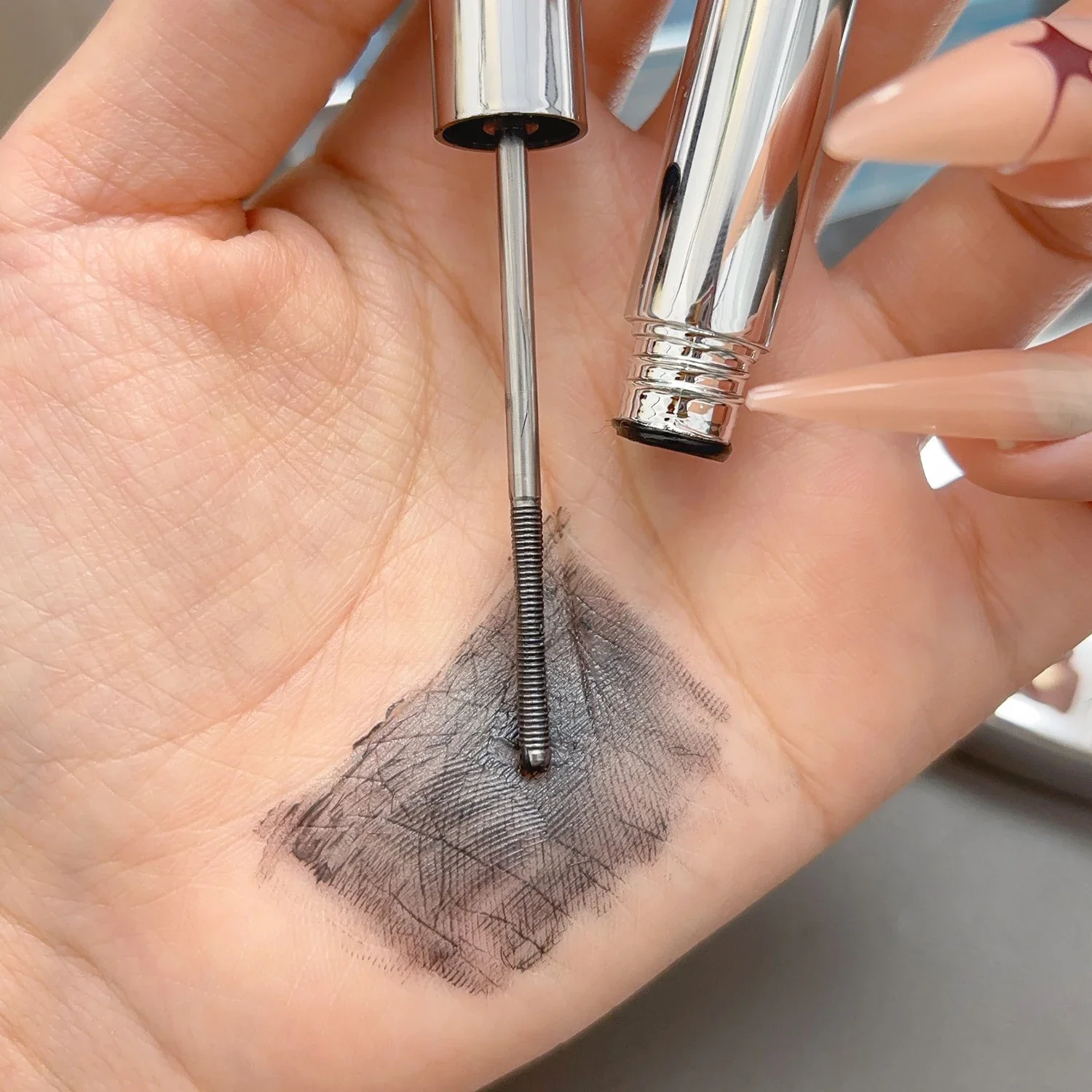 Waterproof Silk Fiber Lengthens Eyelashes Mascara Ultra-Fine Brush Mascara Makeup Fast Dry Matte Brown Black Curling Comestics