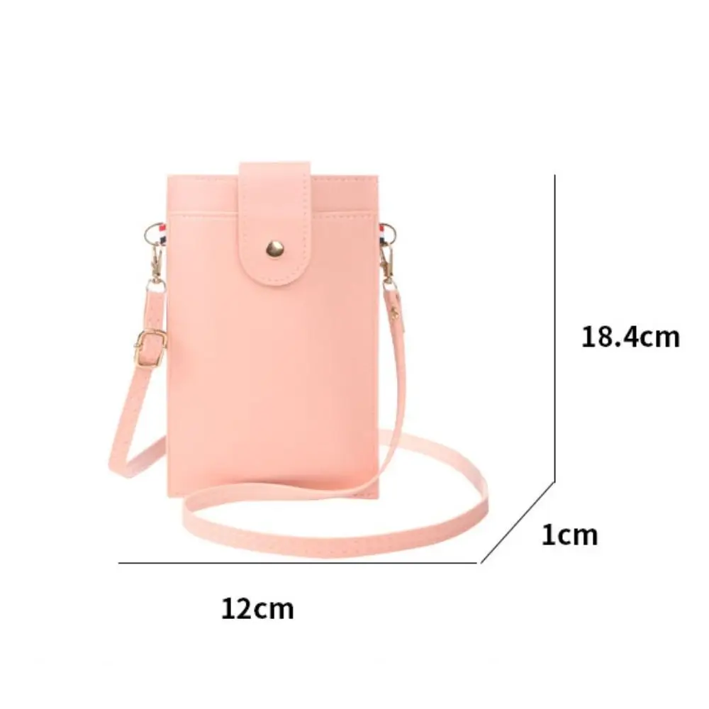 Cute PVC Vertical Shoulder Phone Bag Vertical Shoulder Cell Phone Purse Square Mini Student Crossbody Bag Card Holder Bag