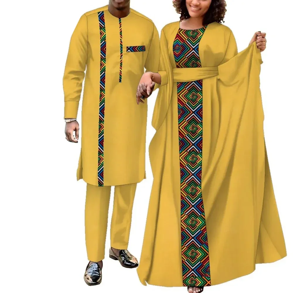 Tenues de couple africaines pour femmes et hommes, ensembles assortis, robes africaines, vêtements de mariage Dashiki, Wyq949