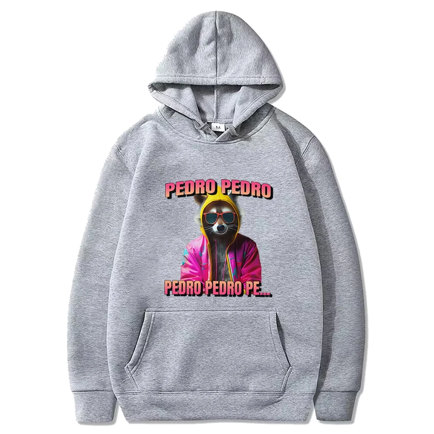 Moletom casual de manga comprida masculino e feminino, tops Pedro Raccoon Vintage, gráficos coloridos, streetwear hip hop, tops de lã unissex, venda quente, 2024