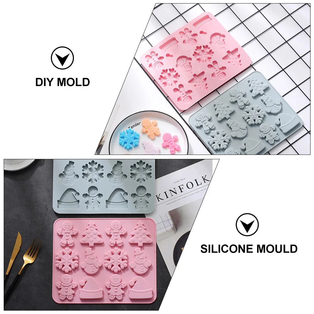 

1pc Silicone Mould Baking Biscuit Christmas Gingerbread Safe Materials DIY Fun Easy Clean Cartoon Festive Pastry Tool Cookies