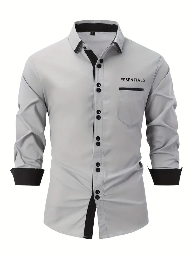 2024 autumn new business men's long sleeve shirt brand fashion breathable button lapel high quality casual shirt