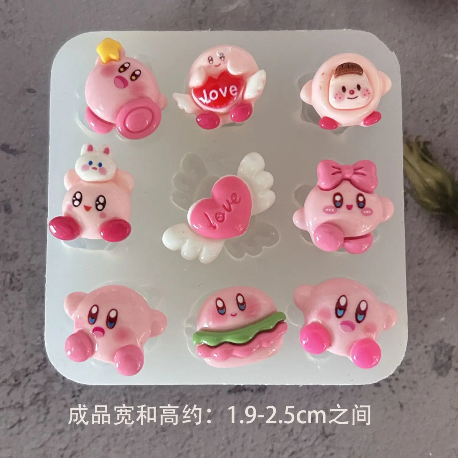 Kirby Silicone Mold Fashion Creativity Modeling Glossy Surface Mold Diy Phone Sticker Refrigerator Magnet Resin Casting Mold view 2