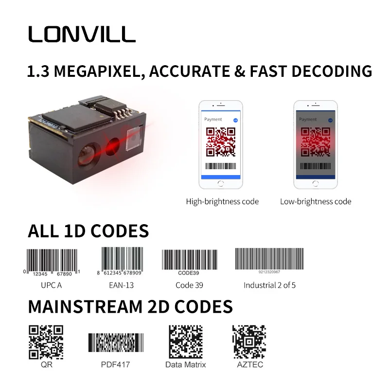 เครื่องอ่านบาร์โค้ดแบบฝังในตัว ราคาโรงงาน โมดูลเครื่องอ่านบาร์โค้ด USB TTL