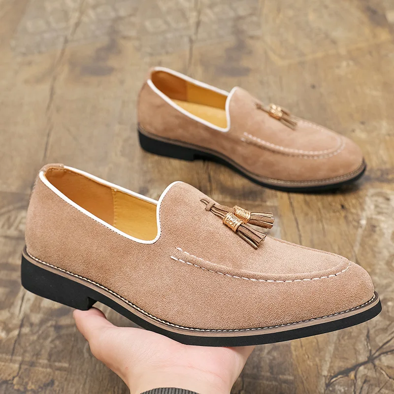 

Men's casual leather shoes with tassels, lazy shoes and loafers