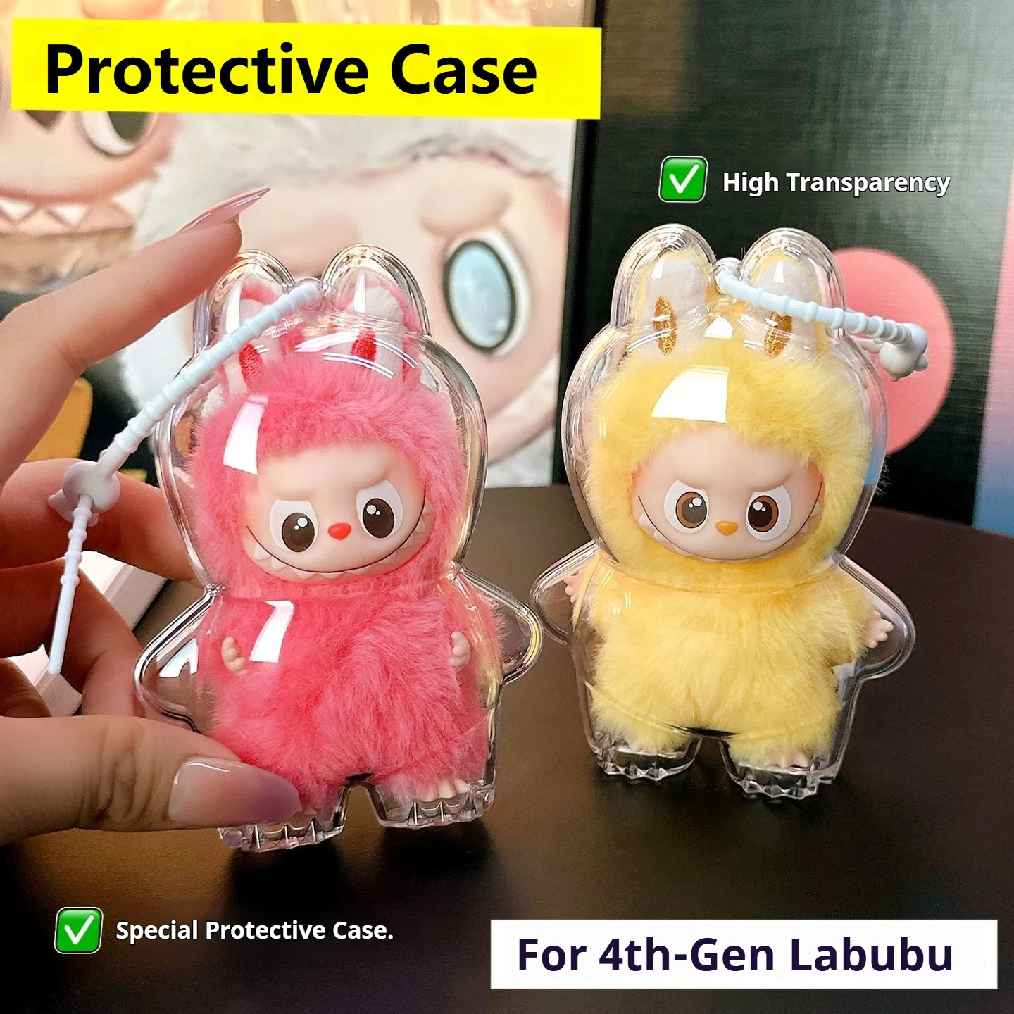 

High Transparency Acrylic Protective Case For 4th-Gen Labubu Heart Code Series Anti-Dirt Storage Box Protective Cover Hard Shell