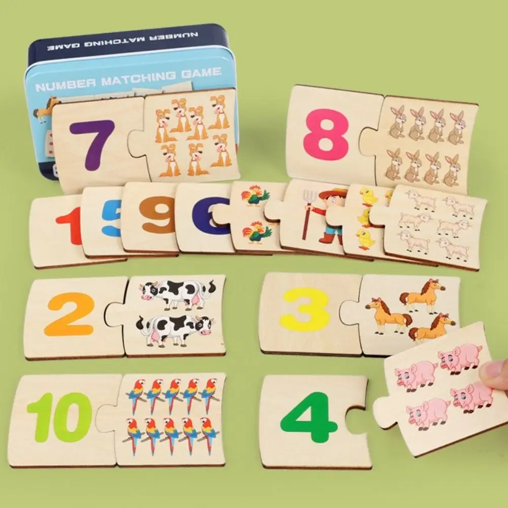 Jouets Puzzle en bois épais, Design Animal de dessin animé, jouets assortis avec nombres en bois, motif numérique multifonction
