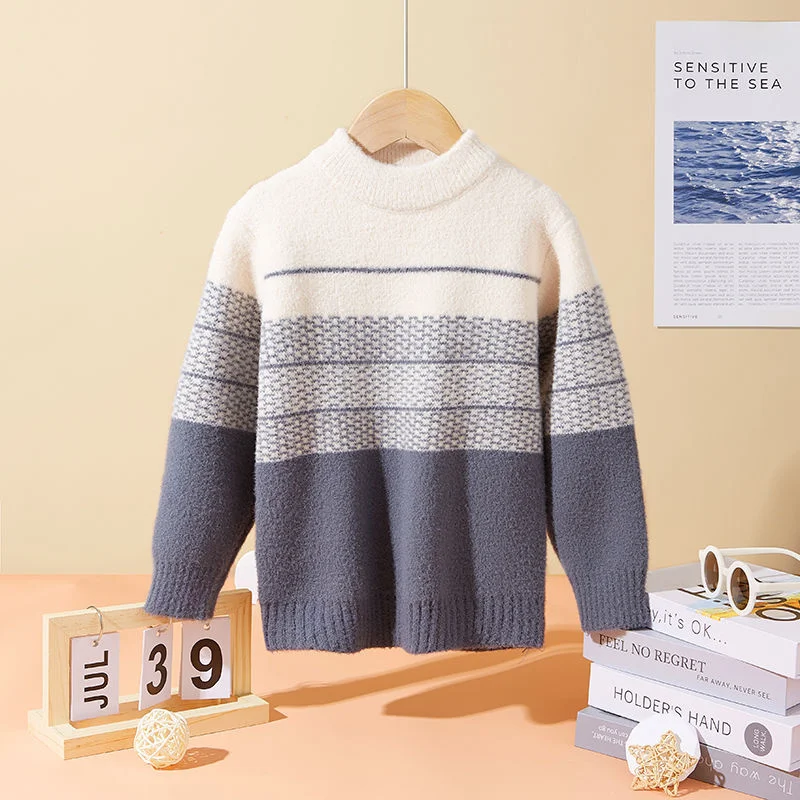 Boys Woolen Sweater Crochet Cotton Windbreak 2024 Charming Plus Thicken Autumn Winter Outwear Christmas Warm Children's Clothing