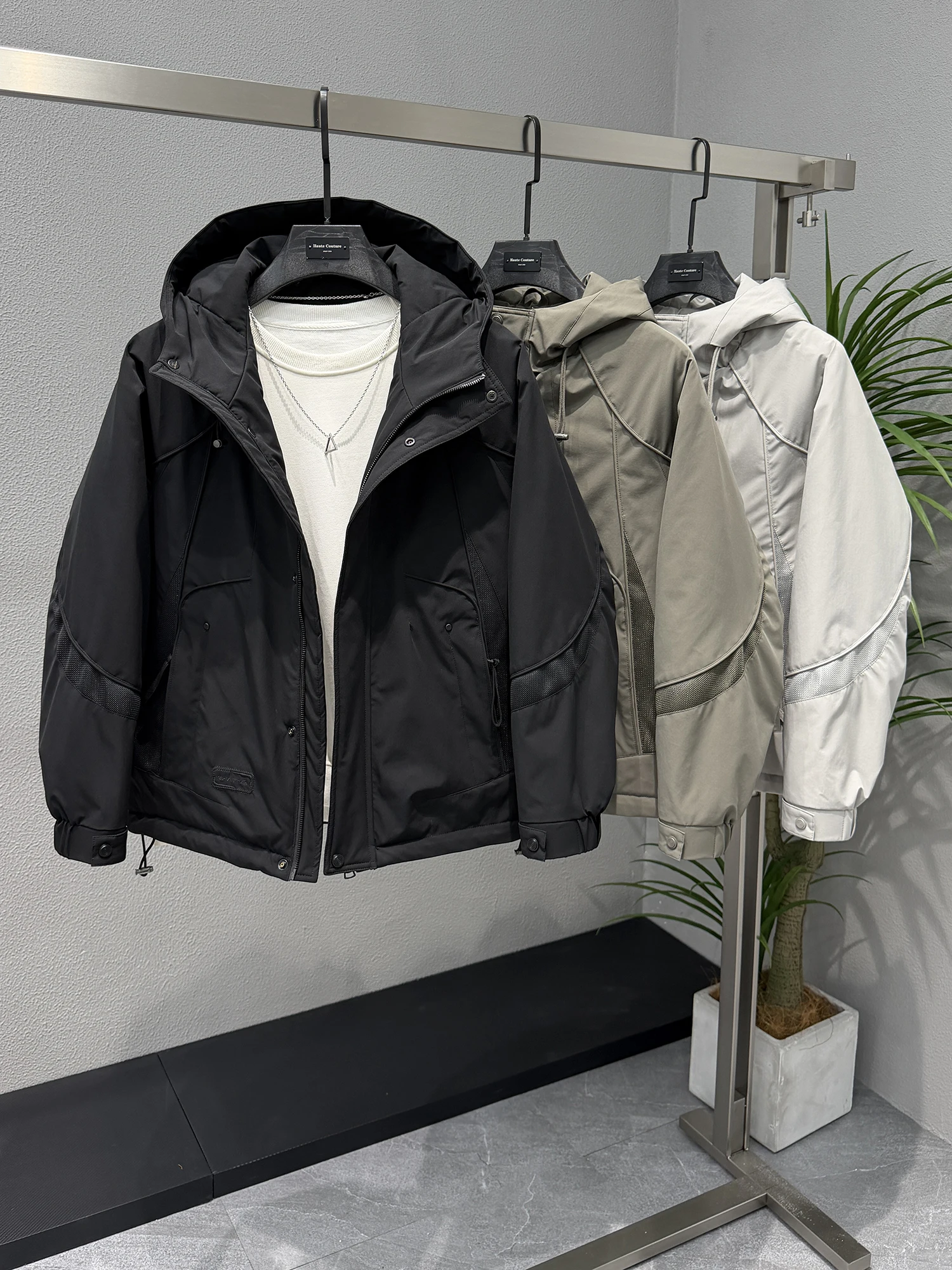 

Trendy Hooded Thiened Jaet Men's Autumn Winter Loose Casual Workwear Outerwear Windproof Warmth Youth Faion Polyester N...