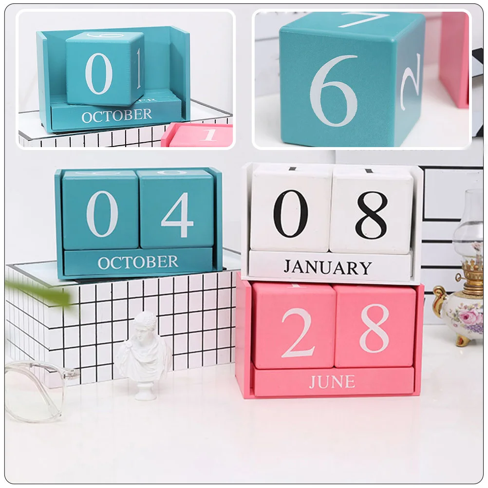 

Wooden Block Calendar For Office Home School Coffee Shop Decoration, Desk Table Adornment, Daily Schedule Organizer