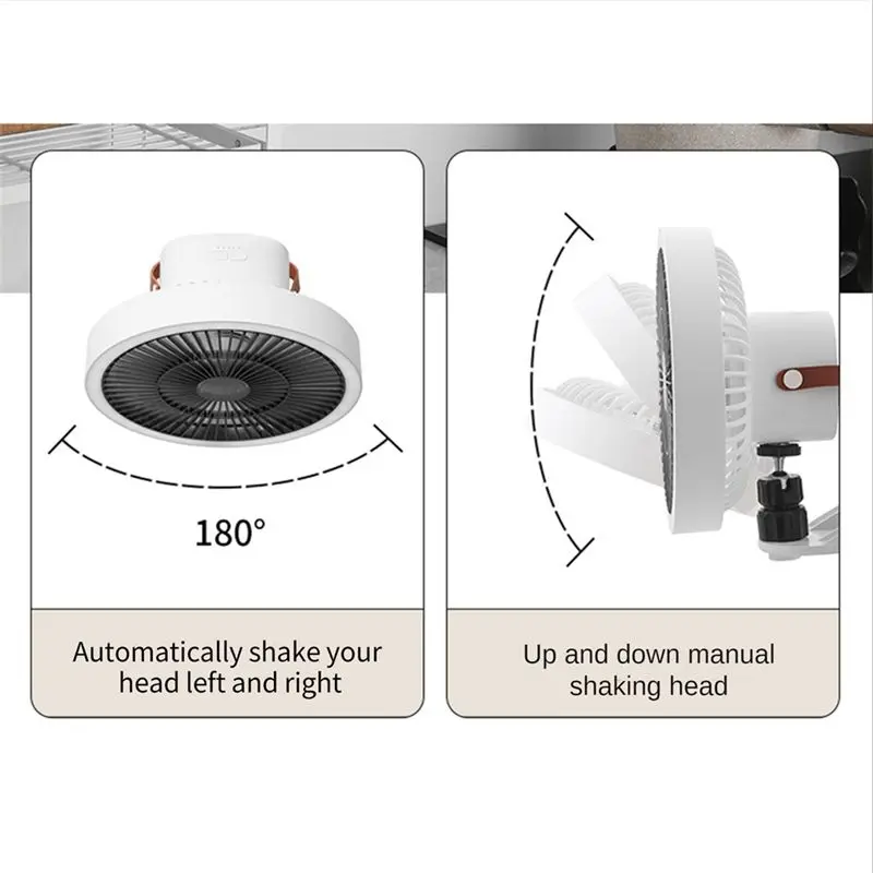 BABZ Household Wall-Mounted Small Fan Rechargeable Portable Clip Fan USB Charging Shaking Electric Fan