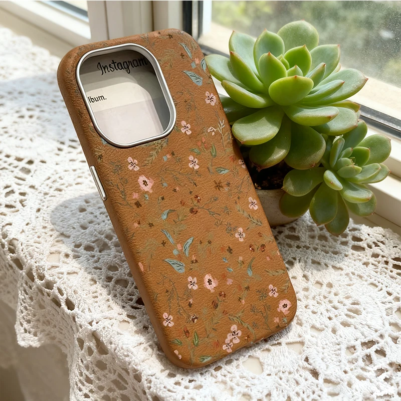 Leather Case for Samsung Galaxy S25 S24 S23 S22 S21 Ultra Plus S20 FE A73 A72 A71 A56 A55 A54 5G A52 A51 4G Cover Elegant Floral