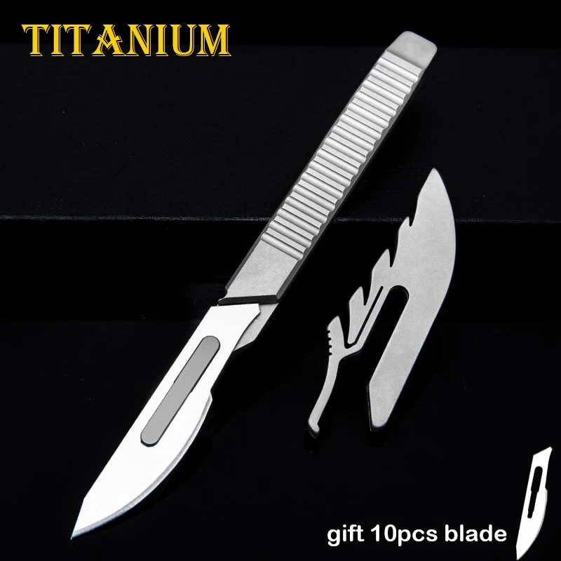 

2023 Titanium Non-Slip Scalpel Knife Engraving Craft Utility Knive Paper Cutting Knife Multifunction Tool Replaceable No23 Blade