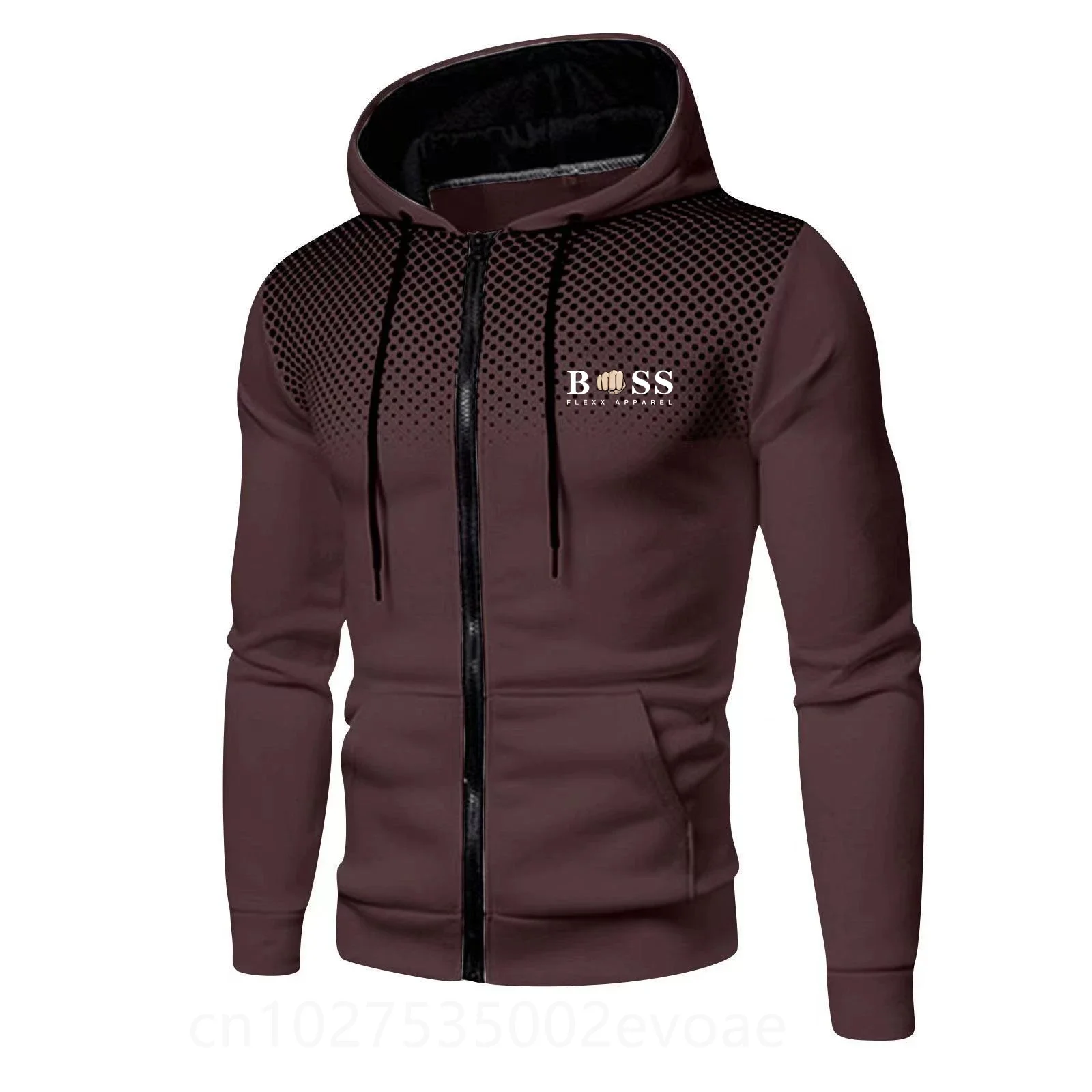 2023 New Cross border Foreign Trade BSS FLEXX APPAREL Men's Sports and Fitness Autumn/Winter Zipper Long Sleeve Spray Hoodie Car