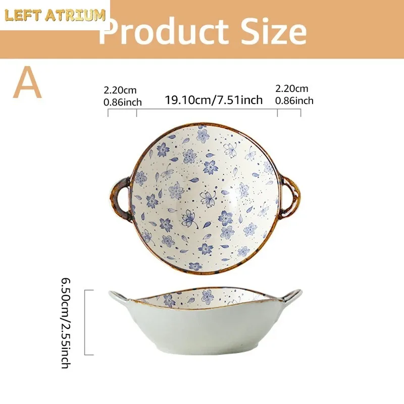 Double Ear Soup Bowl Japanese Style Bowl Household Retro High-value Internet Celebrity Eating Noodles Bowl Ramen