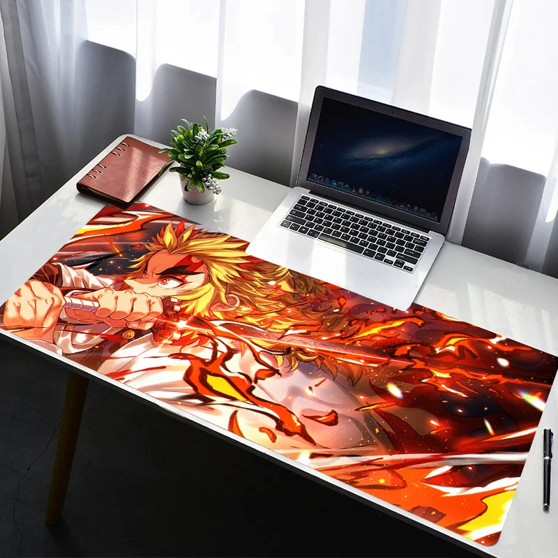Mouse Pad Office PC Gaming Accessories Keyboard Pad Anime Print Mousepad Laptop Desk D-demon Slayer Rengoku Kyoujurou Mouse Mat