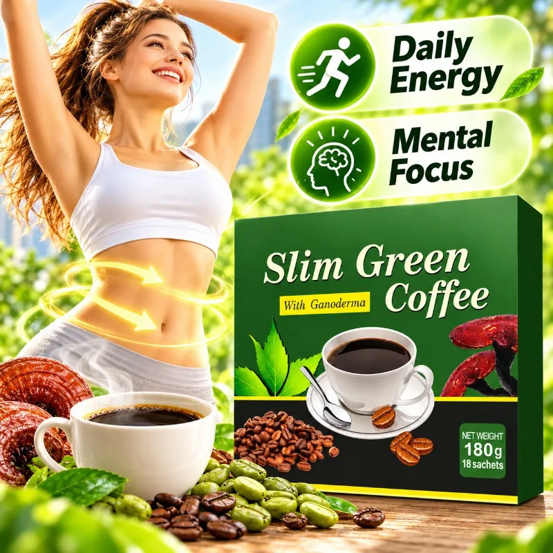 Slim Green Coffee for Metabolic Support & Mental Focus, Daily Energy, Green Tea, Guarana, Ginseng, L-Carnitine, 18 Sachets