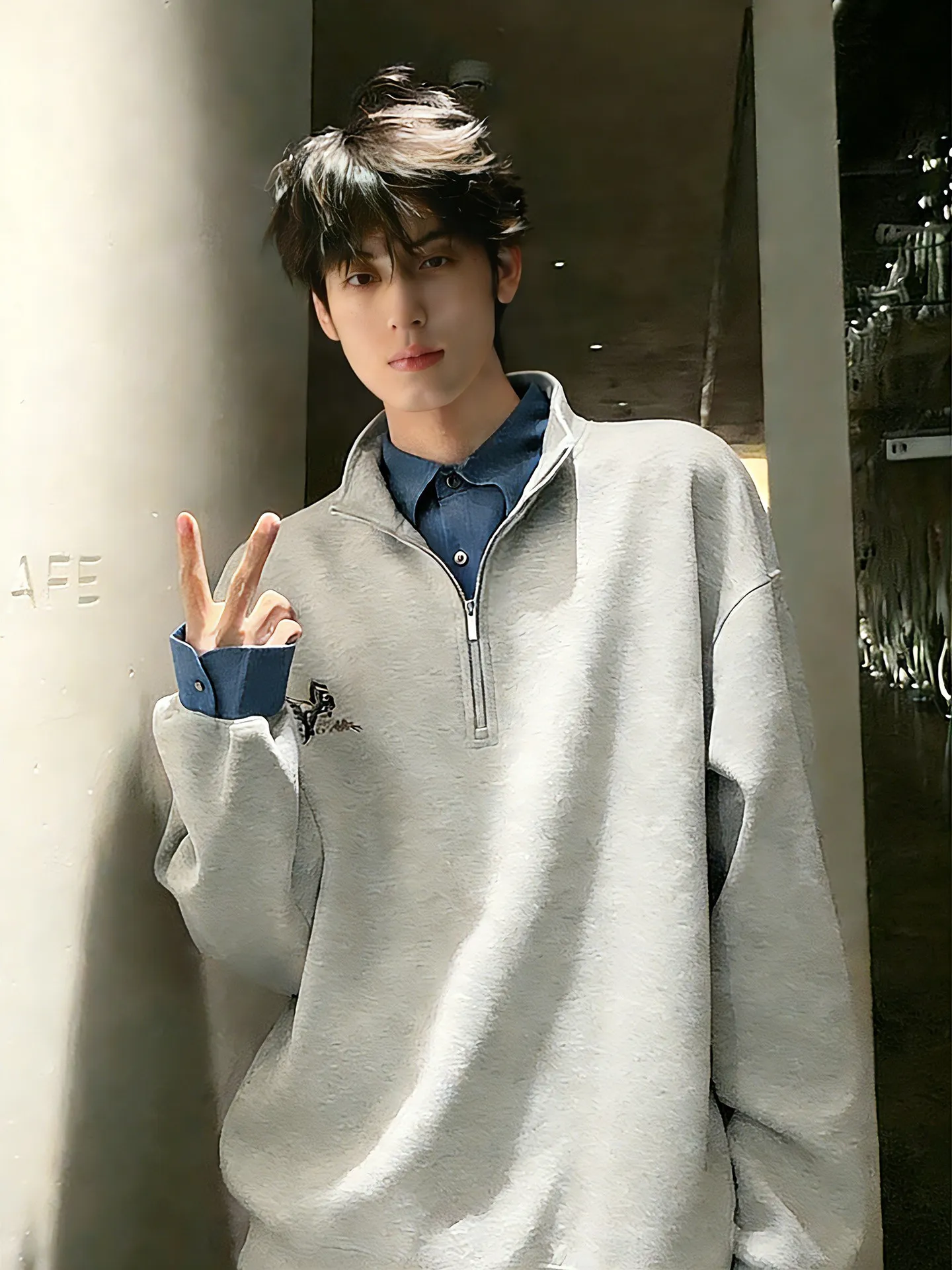 

ay irt Collar Sweatirt Men's Spring Autumn Casual f Zip Stand Collar Top Couple Outerwear Comfortable Long Sve