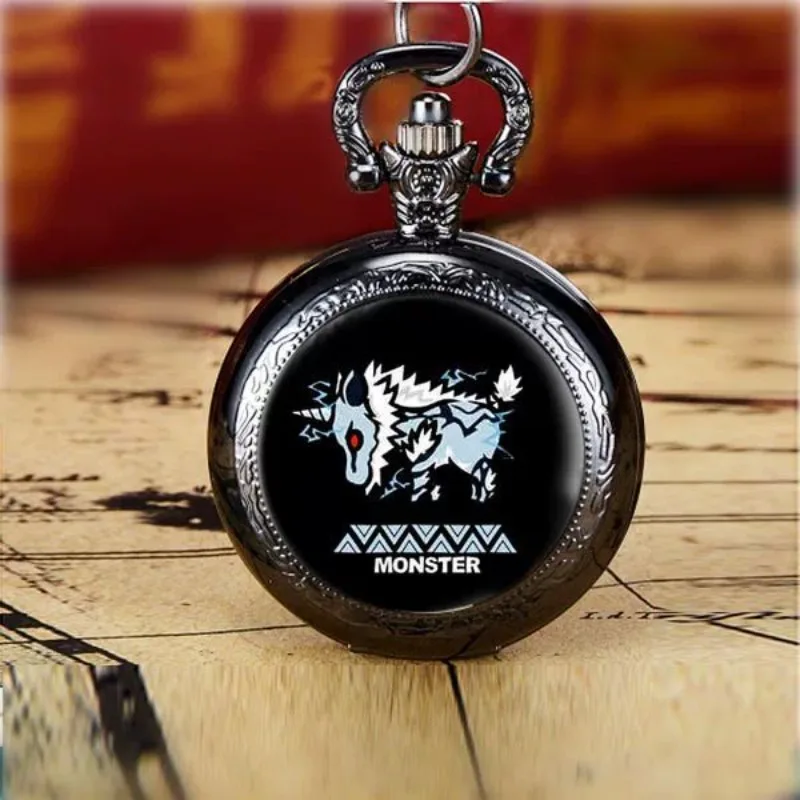 Monster Hunter Wilds Felyne Chatacabra ساعة جيب كرتونية للشباب شخصية إبداعية قلادة ساعة هدايا رائعة للعطلات #4