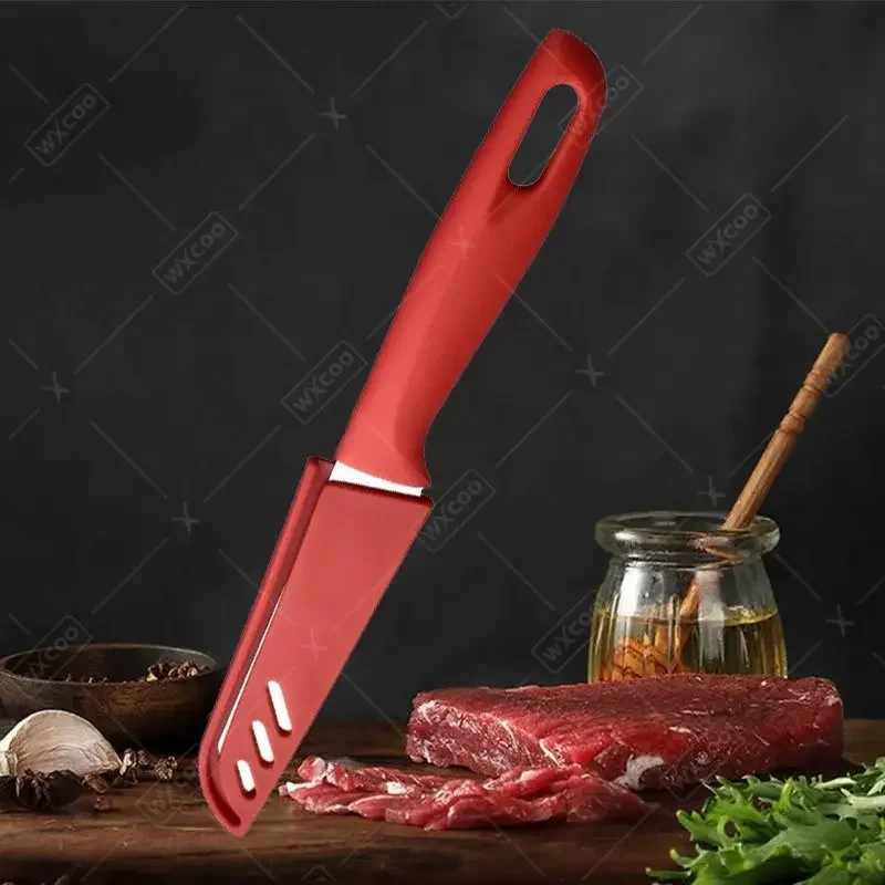 Stainless Steel Kitchen Fruit Knife Meat Cleaver Butcher Kitchen Knives Plastic Handle Meat Boning Steak Knife with Knife Cover