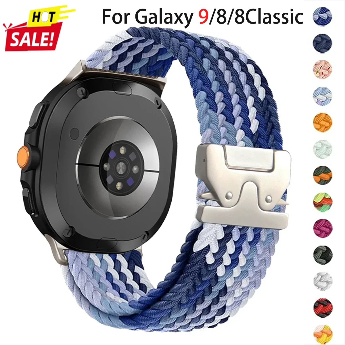 Nylon Braided Strap for Samsung Galaxy Watch 9/8 40 44mm/8 classic Band Parachute Buckle belt Bracelet for Galaxy watch 9