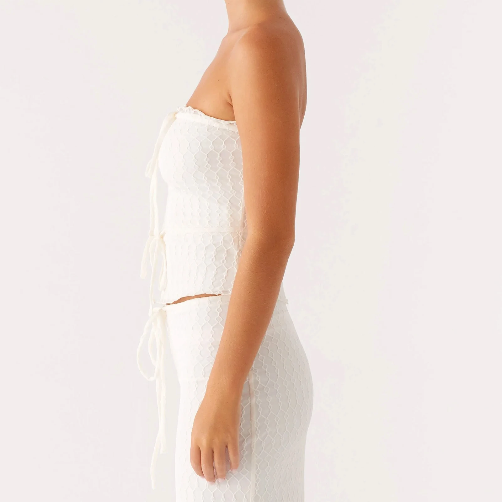 

Новые женские летние наряды, однотонные укороченные бандо на шнурке и эластичная длинная юбка, комплект для уличной эстетичной одежды