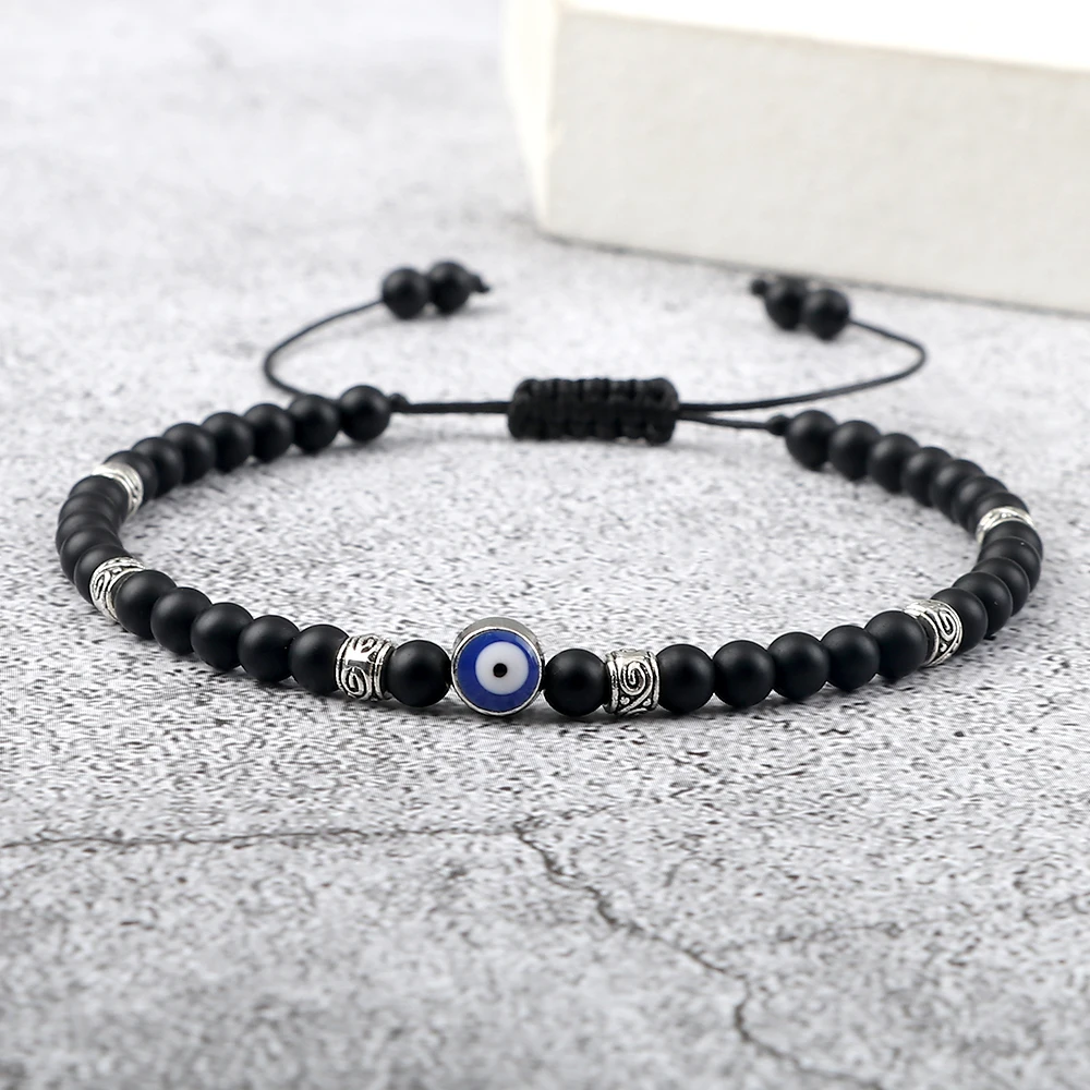 Fashion Turkish Evil Eyes Braid Bracelets For Women Vintage Natural Mini Beads Bracelets Men Lucky Tibetan Buddhist Jewelry Gift image 2