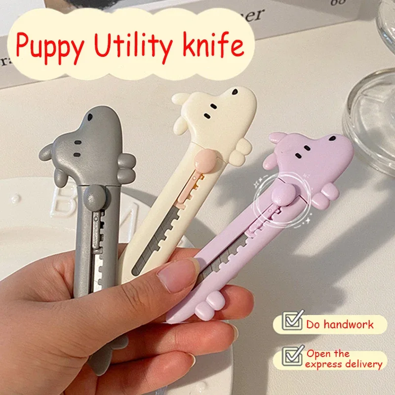 1Pcs Cartoon Cute Dog DIY Mini Multipurpose Pocket Folding Knife Letter Pen Envelope Opening Knife