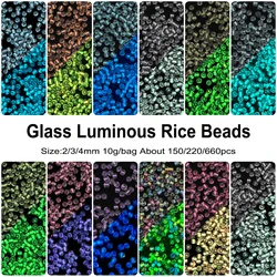 2/3/4mm Glow in the Dark Glass Seed Beads Luminous Loose Beads for DIY Bracelet Necklace Earring Jewelry Making